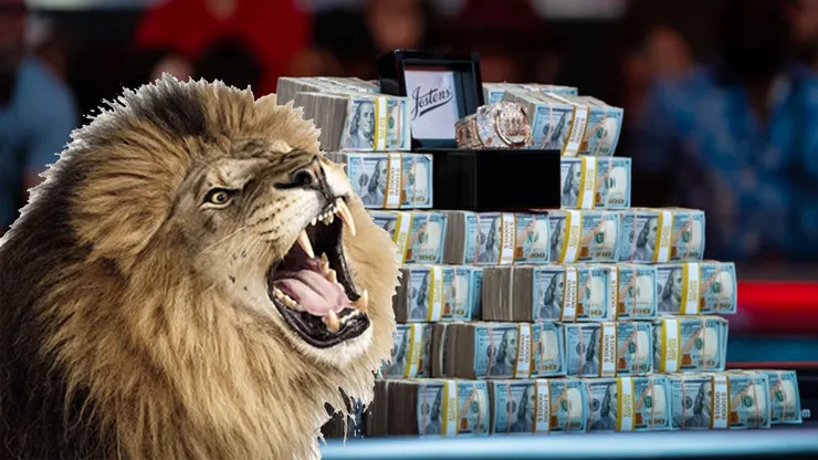 A "mordida do Leão" foi alta na premiação da WSOP (Foto: Montagem sobre imagem de Spenser Sembrant/PokerNews)
