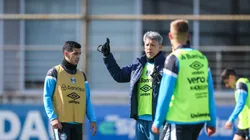 Jogadores do Gremio realizam treino técnico durante a manha desta quarta-feira, no CT Luiz Carvalho, na preparação para a partida valida pelo Campeonato Brasileiro 2023. Foto: Flickr oficial Grêmio/Lucas Uebel