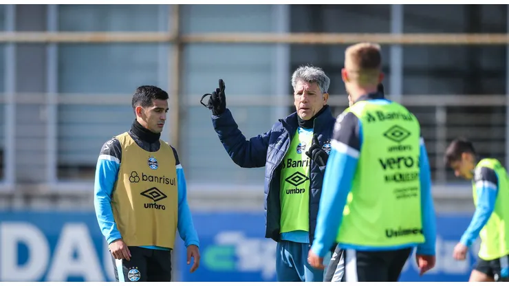Jogadores do Gremio realizam treino técnico durante a manha desta quarta-feira, no CT Luiz Carvalho, na preparação para a partida valida pelo Campeonato Brasileiro 2023. Foto: Flickr oficial Grêmio/Lucas Uebel