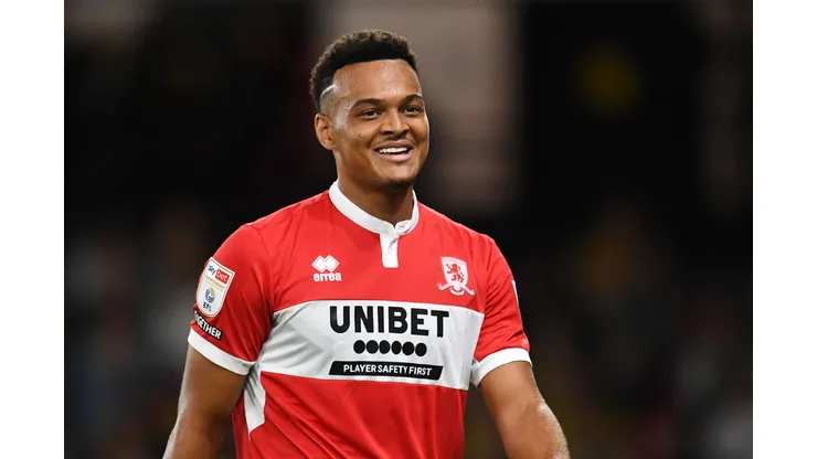 WATFORD, ENGLAND - AUGUST 30: Rodrigo Muniz of Middlesbrough reacts during the Sky Bet Championship match between Watford and Middlesbrough at Vicarage Road on August 30, 2022 in Watford, England. (Photo by Alex Burstow/Getty Images)