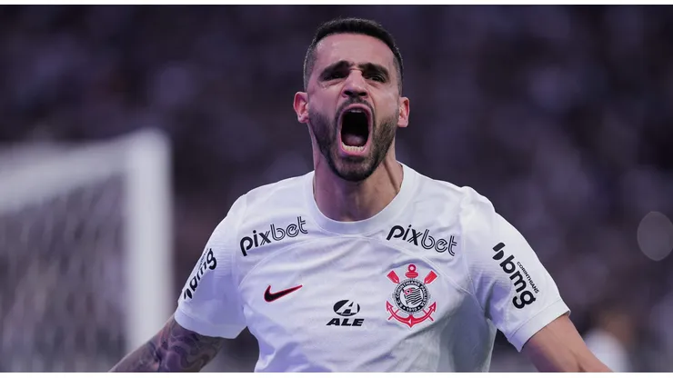 Renato Augusto, do Corinthians, comemora seu gol durante partida contra o America-MG no Arena Corinthians pela Copa do Brasil 2023. Foto: Ettore Chiereguini/AGIF
