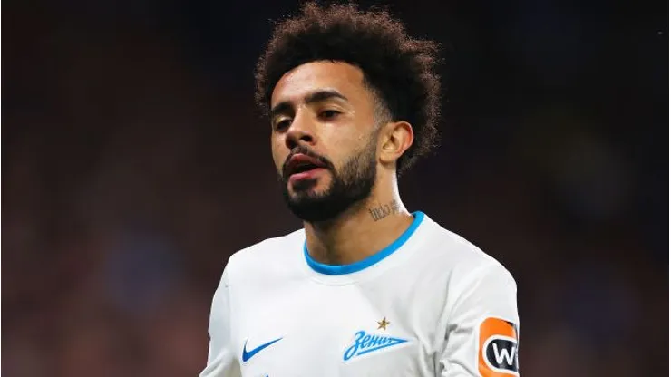 LONDON, ENGLAND - SEPTEMBER 14: Claudinho of Zenit St. Petersburg looks on during the UEFA Champions League group H match between Chelsea FC and Zenit St. Petersburg at Stamford Bridge on September 14, 2021 in London, England. (Photo by Clive Rose/Getty Images)