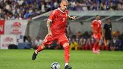 Paolo Guerrero em ação pela Seleção Peruana em junho de 2023 - Foto: Kenta Harada/Getty Images
