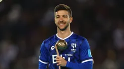 RABAT, MOROCCO - FEBRUARY 11: Luciano Vietto of Al Hihal poses for a photo with the FIFA Club World Cup Morocco 2022 Adidas Bronze Ball Award after the FIFA Club World Cup Morocco 2022 Final match between Real Madrid and Al Hilal at Prince Moulay Abdellah on February 11, 2023 in Rabat, Morocco. (Photo by Michael Steele/Getty Images)