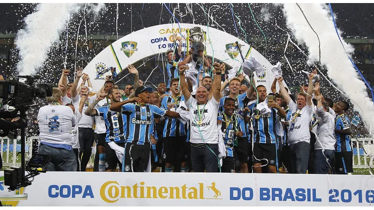 Grêmio na conquista do título da Copa do Brasil em 2016. Foto: Flickr Oficial Grêmio/Lucas Uebel