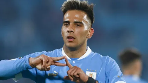 MONTEVIDEO, URUGUAY - JUNE 14: Rodrigo Salazar of Uruguay celebrates after scoring the second goal of his team during an international friendly match between Uruguay and Nicaragua at Centenario Stadium on June 14, 2023 in Montevideo, Uruguay. (Photo by Ernesto Ryan/Getty Images)