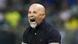 SAO PAULO, BRAZIL - JULY 08: Jorge Sampaoli head coach of Flamengo reacts during a match between Palmeiras and Flamengo as part of Brasileirao 2023 at Allianz Parque on July 08, 2023 in Sao Paulo, Brazil. (Photo by Miguel Schincariol/Getty Images)
