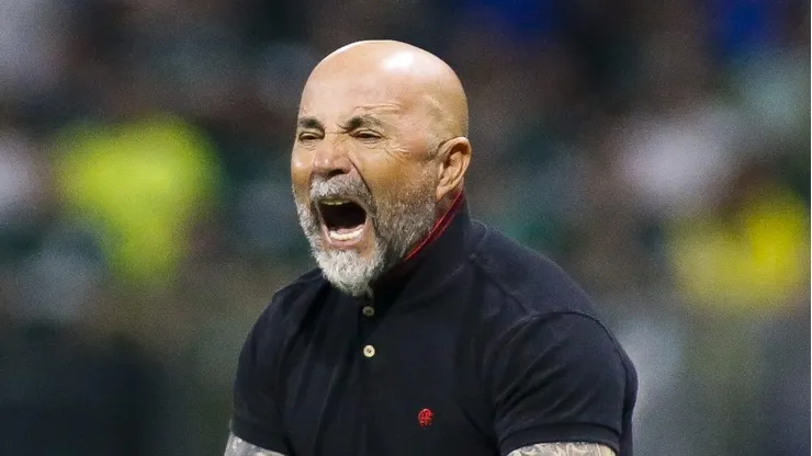 SAO PAULO, BRAZIL - JULY 08: Jorge Sampaoli head coach of Flamengo reacts during a match between Palmeiras and Flamengo as part of Brasileirao 2023 at Allianz Parque on July 08, 2023 in Sao Paulo, Brazil. (Photo by Miguel Schincariol/Getty Images)