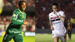 Foto: Mariana Kasten/AGIF- Endrick pelo Palmeiras. Foto: Rafael Vieira/AGIF- Luciano pelo São Paulo