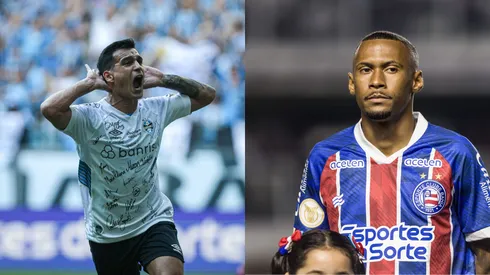 Foto: Maxi Franzoi/AGIF- Cristaldo pelo Grêmio. Foto: Abner Dourado/AGIF- Ademir pelo Bahia