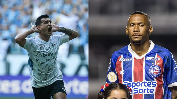 Foto: Maxi Franzoi/AGIF- Cristaldo pelo Grêmio. Foto: Abner Dourado/AGIF- Ademir pelo Bahia