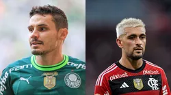Foto: Marcello Zambrana/AGIF- Raphael Veiga pelo Palmeiras. Foto: Thiago Ribeiro/AGIF- Arrascaeta pelo Flamengo.