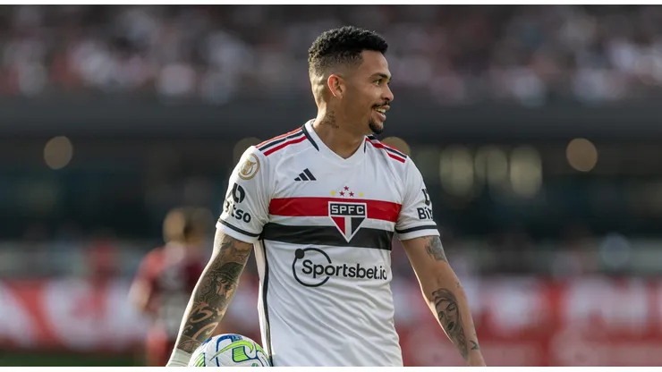 Luciano, do São Paulo, durante partida contra o Fluminense no Morumbi pelo Brasileiro 2023 Foto: Weslley Douglas/AGIF