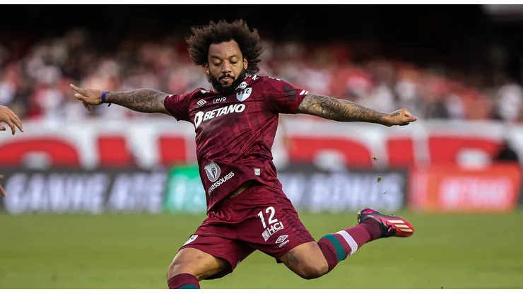 Marcelo (Fluminense em tentativa de chute contra o São Paulo no Morumbi pelo Brasileirão Foto: Reprodução Flickr Oficial Fluminense/Marcelo Gonçalves