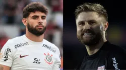 Foto: Robson Mafra/AGIF- Yuri Alberto pelo Corinthians. Foto: Diogo Reis/AGIF- Eduardo Sasha pelo Red Bull Bragantino