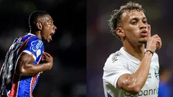 Foto: Thiago Ribeiro/AGIF- Kanu pelo Bahia. Foto: Gilson Junio/AGIF- Bitello pelo Grêmio