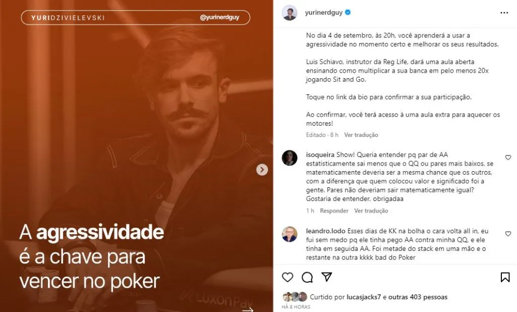 Foto: Redprodução Instagram @yurinerdguy