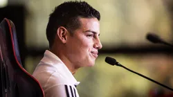 SP - SAO PAULO - 01/08/2023 - SAO PAULO, APRESENTACAO JAMES RODRIGUEZ - James Rodriguez fala aos jornalista durante sua apresentacao oficial como jogador do Sao Paulo em coletiva de imprensa realizada no CT Barra Funda. Foto: Abner Dourado/AGIF