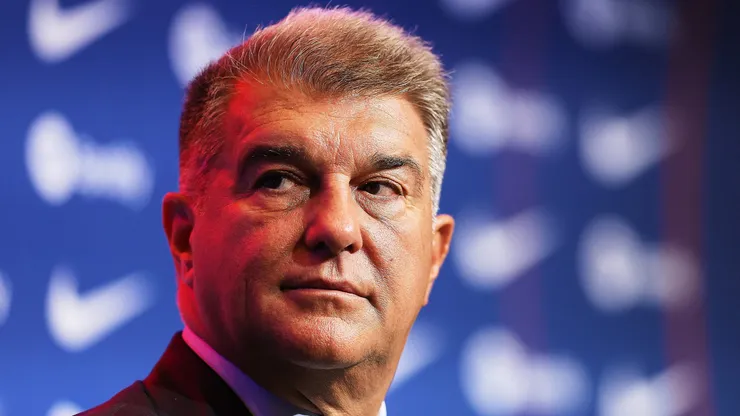 BARCELONA, SPAIN - AUGUST 05: Joan Laporta, president of FC Barcelona attends the media during the presentation of Robert Lewndowski of FC Barcelona player at Camp Nou on August 05, 2022 in Barcelona, Spain. (Photo by Eric Alonso/Getty Images)
