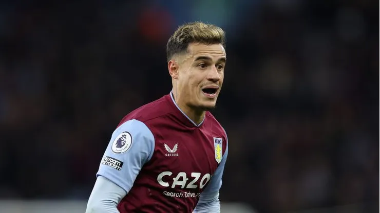 BIRMINGHAM, ENGLAND - FEBRUARY 04: Philippe Coutinho of Villa in action during the Premier League match between Aston Villa and Leicester City at Villa Park on February 04, 2023 in Birmingham, England. (Photo by Richard Heathcote/Getty Images)