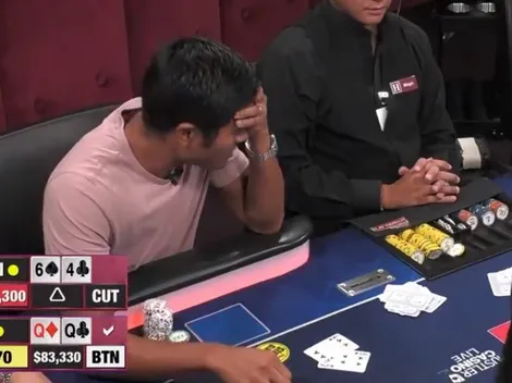 QUE DESASTRE! Achou que tinha trinca, mas era só um 6 alto; veja o vídeo dessa jogada de poker
