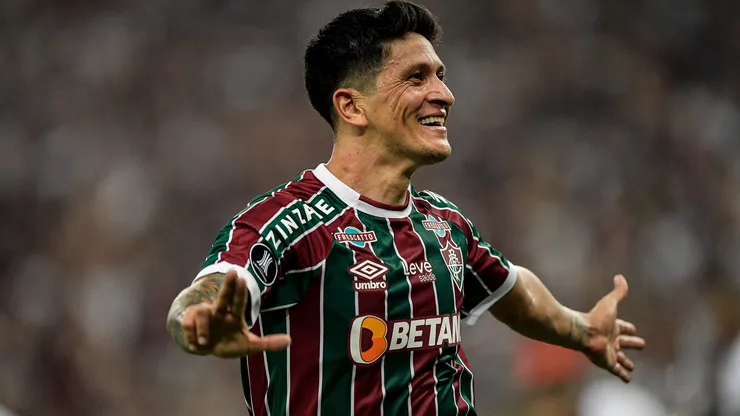 RJ - RIO DE JANEIRO - 24/08/2023 - LIBERTADORES 2023, FLUMINENSE X OLIMPIA - German Cano jogador do Fluminense comemora seu gol durante partida contra o Olimpia no estadio Maracana pelo campeonato Libertadores 2023. Foto: Thiago Ribeiro/AGIF