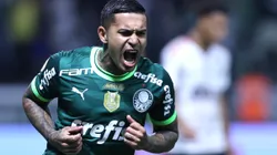 SP - SAO PAULO - 08/07/2023 - BRASILEIRO A 2023, PALMEIRAS X FLAMENGO - Dudu jogador do Palmeiras comemora seu gol durante partida contra o Flamengo no estadio Arena Allianz Parque pelo campeonato Brasileiro A 2023. Foto: Marcello Zambrana/AGIF