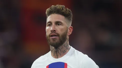 MUNICH, GERMANY - MARCH 08: Sergio Ramos of Paris Saint-Germain reacts during the UEFA Champions League round of 16 leg two match between FC Bayern München and Paris Saint-Germain at Allianz Arena on March 08, 2023 in Munich, Germany. (Photo by Alex Grimm/Getty Images)