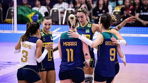 Brasil na Liga das Nações, em julho. Foto: FIVB