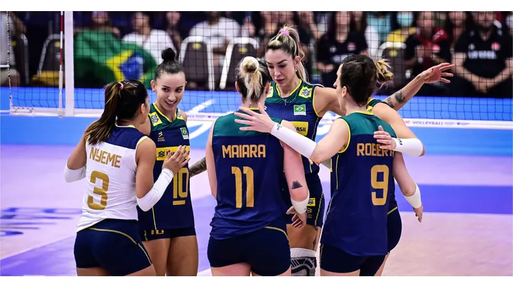 Brasil na Liga das Nações, em julho. Foto: FIVB