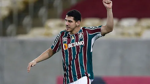 RIO DE JANEIRO, BRAZIL - SEPTEMBER 12: Nino of Fluminense celebrates after scoring the first goal of his team during a match between Fluminense and Sao Paulo as part of Brasileirao 2021 at Maracana Stadium on September 12, 2021 in Rio de Janeiro, Brazil. (Photo by Wagner Meier/Getty Images)