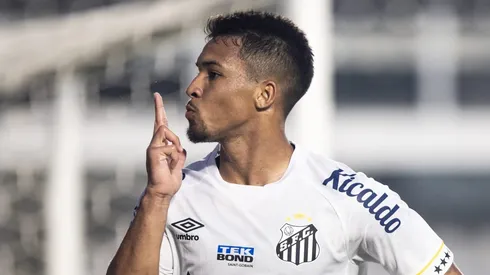 Foto: Abner Dourado/AGIF - Marcos Leonardo jogador do Santos comemora seu gol durante partida contra o Botafogo no estadio Vila Belmiro pelo campeonato Brasileiro A 2023.