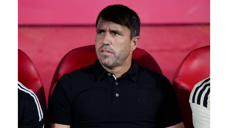 GIRONA, SPAIN - AUGUST 26: Eduardo Coudet, head coach of RC Celta looks on prior to the LaLiga Santander match between Girona FC and RC Celta at Montilivi Stadium on August 26, 2022 in Girona, Spain. (Photo by Alex Caparros/Getty Images)