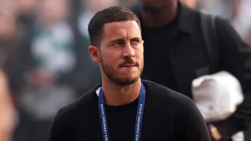 GLASGOW, SCOTLAND - SEPTEMBER 06: Eden Hazard of Real Madrid arrives at the stadium prior to the UEFA Champions League group F match between Celtic FC and Real Madrid at Celtic Park Stadium on September 06, 2022 in Glasgow, Scotland. (Photo by Ian MacNicol/Getty Images)