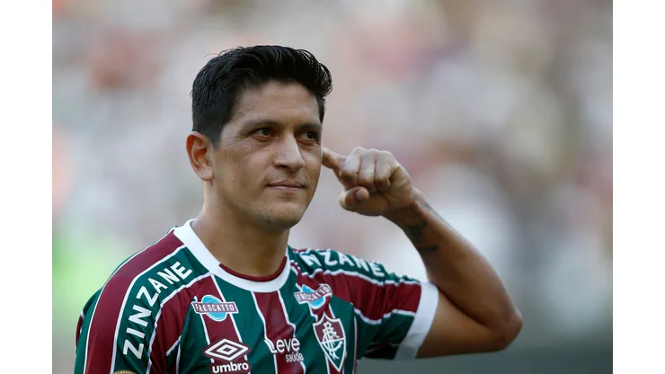 RIO DE JANEIRO, BRAZIL - JUNE 4: German Cano of Fluminense gestures during the match between Fluminense and Red Bull Bragantino as part of Brasileirao 2023 at Maracana Stadium on June 4, 2023 in Rio de Janeiro, Brazil. (Photo by Wagner Meier/Getty Images)
