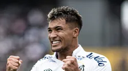 SP - SANTOS - 19/02/2023 - PAULISTA 2023, SANTOS X PORTUGUESA - Marcos Leonardo jogador do Santos comemora seu gol durante partida contra o Portuguesa no estadio Vila Belmiro pelo campeonato Paulista 2023. Foto: Abner Dourado/AGIF