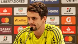 RJ - Rio de Janeiro - 19/11/2019 - Coletiva de imprensa Flamengo - Rodrigo Caio (camisa 03) do Flamengo durante coletiva de imprensa antes do treino da equipe no CT Ninho do Urubu Foto: Allan Carvalho/AGIF