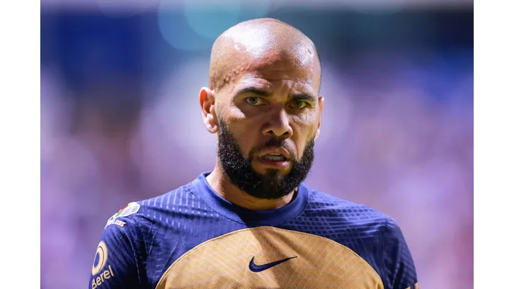 PUEBLA, MEXICO - SEPTEMBER 23: Dani Alves of Pumas looks on during the 7th round match between Puebla and Pumas UNAM as part of the Torneo Apertura 2022 Liga MX at Cuauhtemoc Stadium on September 23, 2022 in Puebla, Mexico. (Photo by Hector Vivas/Getty Images)
