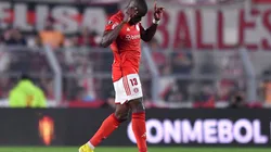 BUENOS AIRES, ARGENTINA - AUGUST 01: Enner Valencia of Internacional celebrates after scoring the team's first goal during a Copa CONMEBOL Libertadores 2023 round of sixteen first leg match between River Plate and Internacional at Estadio Más Monumental Antonio Vespucio Liberti on August 01, 2023 in Buenos Aires, Argentina. (Photo by Marcelo Endelli/Getty Images)