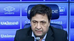 RS - PORTO ALEGRE - 29/06/2023 - GREMIO, COLETIVA DO PRESIDENTE ALBERTO GUERRA - Alberto Guerra presidente do Gremio juntamente de Antonio Brum, o novo Vice-Presidente de Futebol do Gremio durante em coletiva de imprensa realizada no CT Luiz Carvalho. Foto: Maxi Franzoi/AGIF