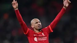 LONDON, ENGLAND - FEBRUARY 27: Fabinho of Liverpool celebrates following their team's victory in the penalty shoot out during the Carabao Cup Final match between Chelsea and Liverpool at Wembley Stadium on February 27, 2022 in London, England. (Photo by Shaun Botterill/Getty Images)