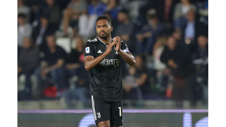 EMPOLI, ITALY - MAY 22: Alex Sandro Lobo Silva of Juventus reacts during the Serie A match between Empoli FC and Juventus at Stadio Carlo Castellani on May 22, 2023 in Empoli, Italy. (Photo by Gabriele Maltinti/Getty Images)