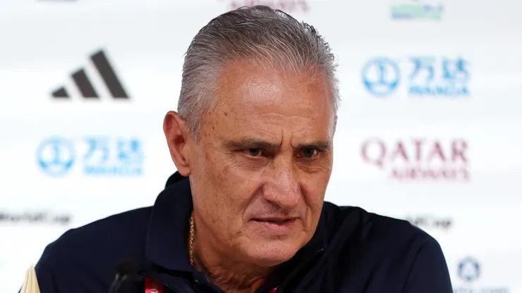 DOHA, QATAR - NOVEMBER 23: Adenor Leonardo Bacchi, Head Coach of Brazil, looks on during the Brazil Press Conference at the Main Media Center on November 23, 2022 in Doha, Qatar. (Photo by Mohamed Farag/Getty Images)