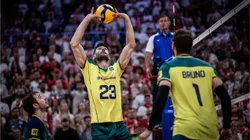 Flávio, Thales e Bruno durante a Liga das Nações. Foto: FIVB