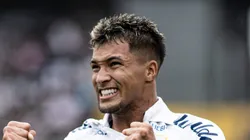 SP - SANTOS - 19/02/2023 - PAULISTA 2023, SANTOS X PORTUGUESA - Marcos Leonardo jogador do Santos comemora seu gol durante partida contra o Portuguesa no estadio Vila Belmiro pelo campeonato Paulista 2023. Foto: Abner Dourado/AGIF