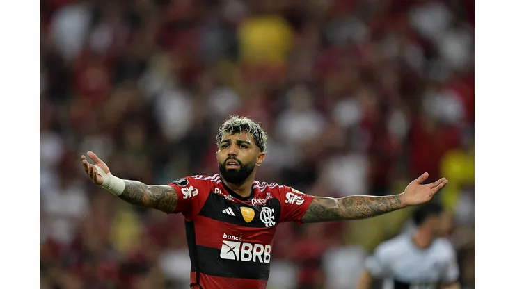 RJ - RIO DE JANEIRO - 03/08/2023 - LIBERTADORES 2023, FLAMENGO X OLIMPIA - Gabigol jogador do Flamengo durante partida contra o Olimpia no estadio Maracana pelo campeonato Libertadores 2023. Foto: Thiago Ribeiro/AGIF