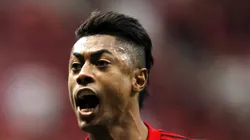 Bruno Henrique of Flamengo celebrates after scoring the second goal of his team during a quarter final second leg match between Flamengo and Olimpia as part of Copa CONMEBOL Libertadores 2021 at Mane Garrincha 18, 2021 (Photo by Adriano Machado-Pool/Getty Images)