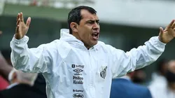 SANTOS, BRAZIL - OCTOBER 10: Fabio Carille head coach of Santos reacts during a match between Santos and Gremio as part of Brasileirao Series 2021 at Vila Belmiro Stadium on October 10, 2021 in Santos, Brazil. (Photo by Alexandre Schneider/Getty Images,)
