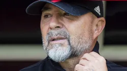 PORTO ALEGRE, BRAZIL - APRIL 23: Head Coach Jorge Sampaoli of Flamengo looks on during a Brasileirao match between Internacional and Flamengo at Beira-Rio Stadium on April 23, 2023 in Porto Alegre, Brazil. (Photo by Fernando Alves/Getty Images)