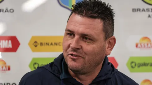 PR - CURITIBA - 20/08/2023 - BRASILEIRO A 2023, CORITIBA X FLAMENGO - Thiago Kosloski tecnico do Coritiba durante entrevista antes da partida contra o Flamengo no estadio Couto Pereira pelo campeonato Brasileiro A 2023. Foto: Robson Mafra/AGIF